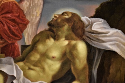 Christ mort pleuré par deux anges, Bologne XVIIe siècle - Louis XIV